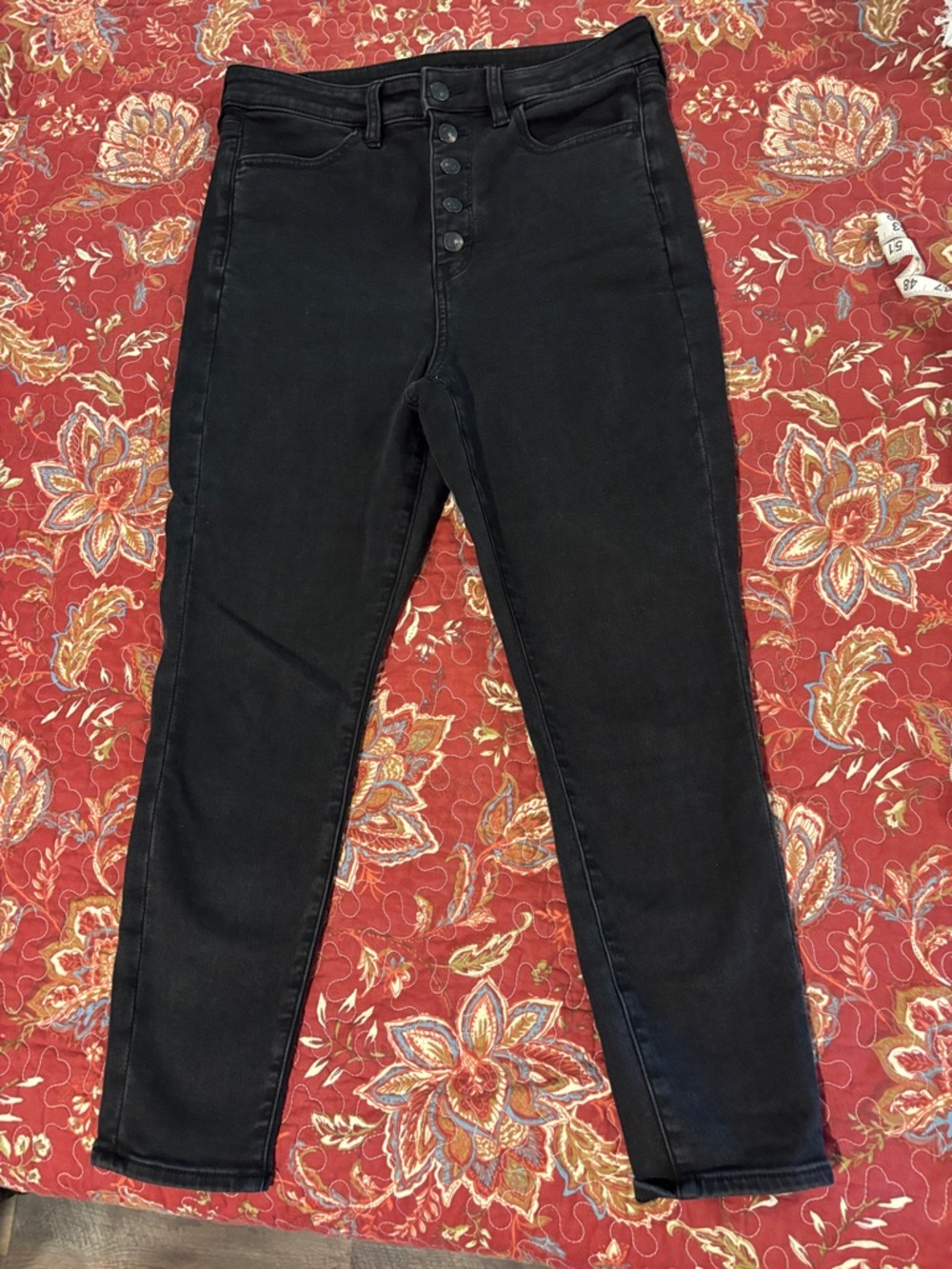 American Eagle High-Rise Black Extra Short Button-Fly Jeans